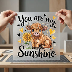 You Sunshine Highland Cow Pet Sunflower Ready to Press DTF Transfer for Dtf