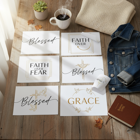 Wear Your Faith: Inspiring Christian Quote DTF Transfers