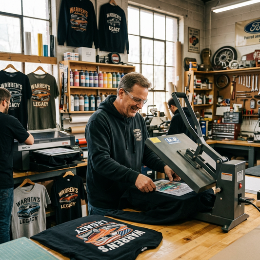 Warren's Automotive Legacy: Custom DTF Apparel Guide