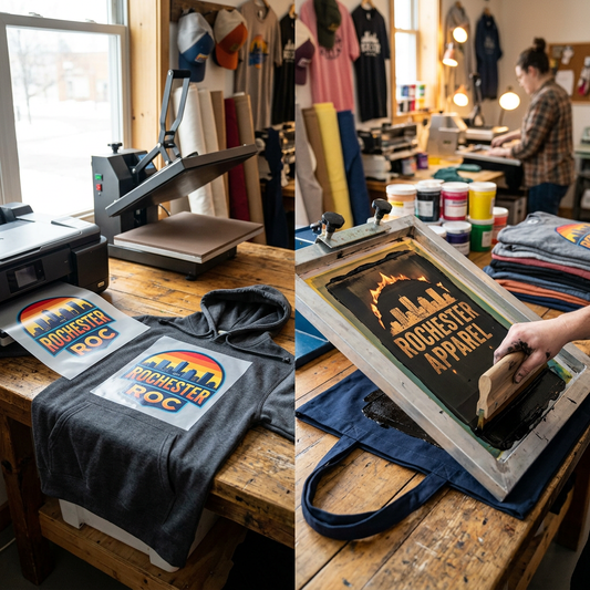 DTF Transfers vs. Screen Printing for Rochester Apparel