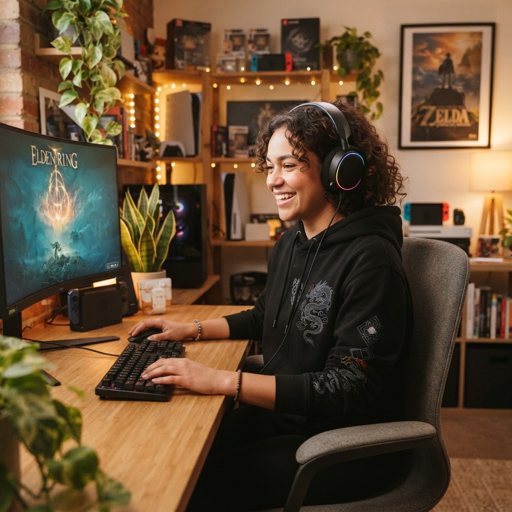 Gamer with Headset Design Trends for Hoodies