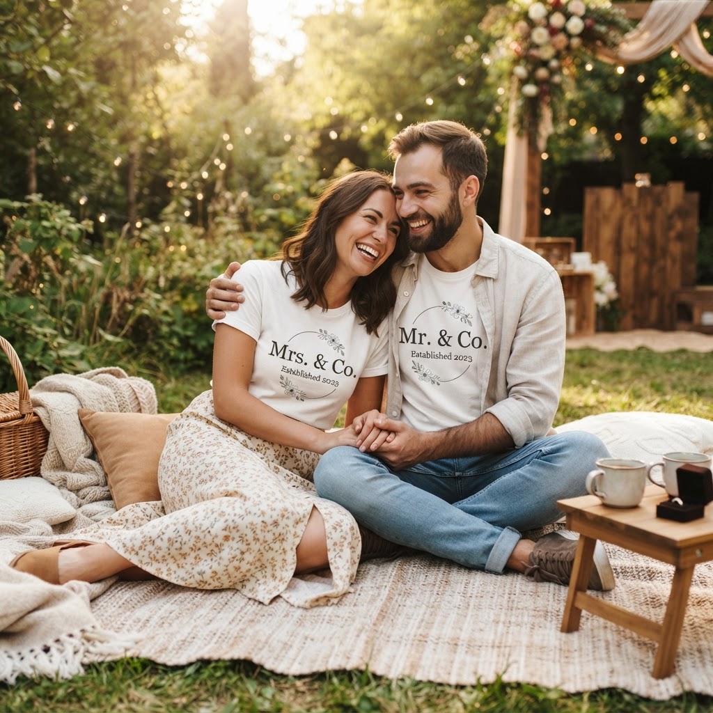 Creative Design Ideas for Couple Wedding Gift T-Shirts