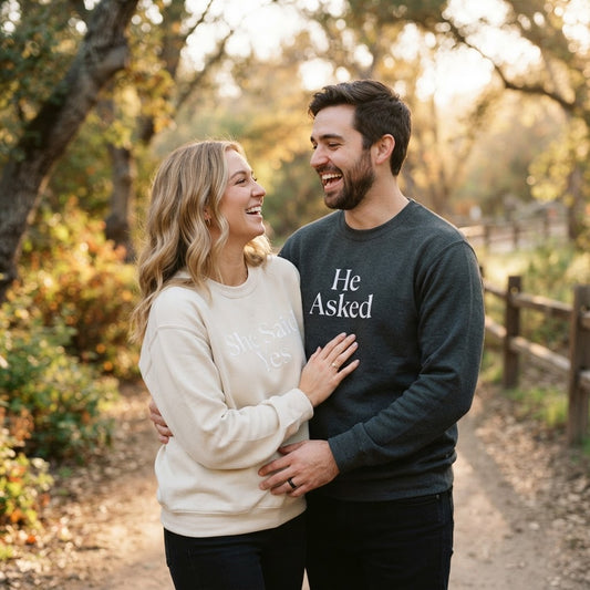 He Asked She Said Yes Shirt Ideas for Engagement Photos