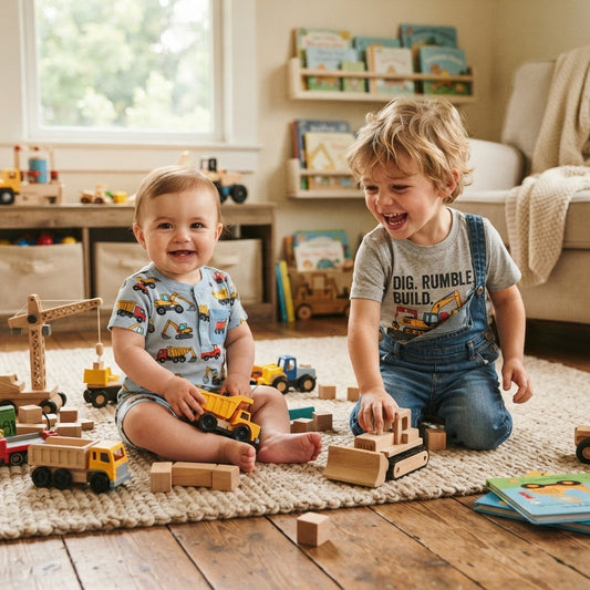 Cute Baby Construction Vehicle Outfits & Toddler Shirts