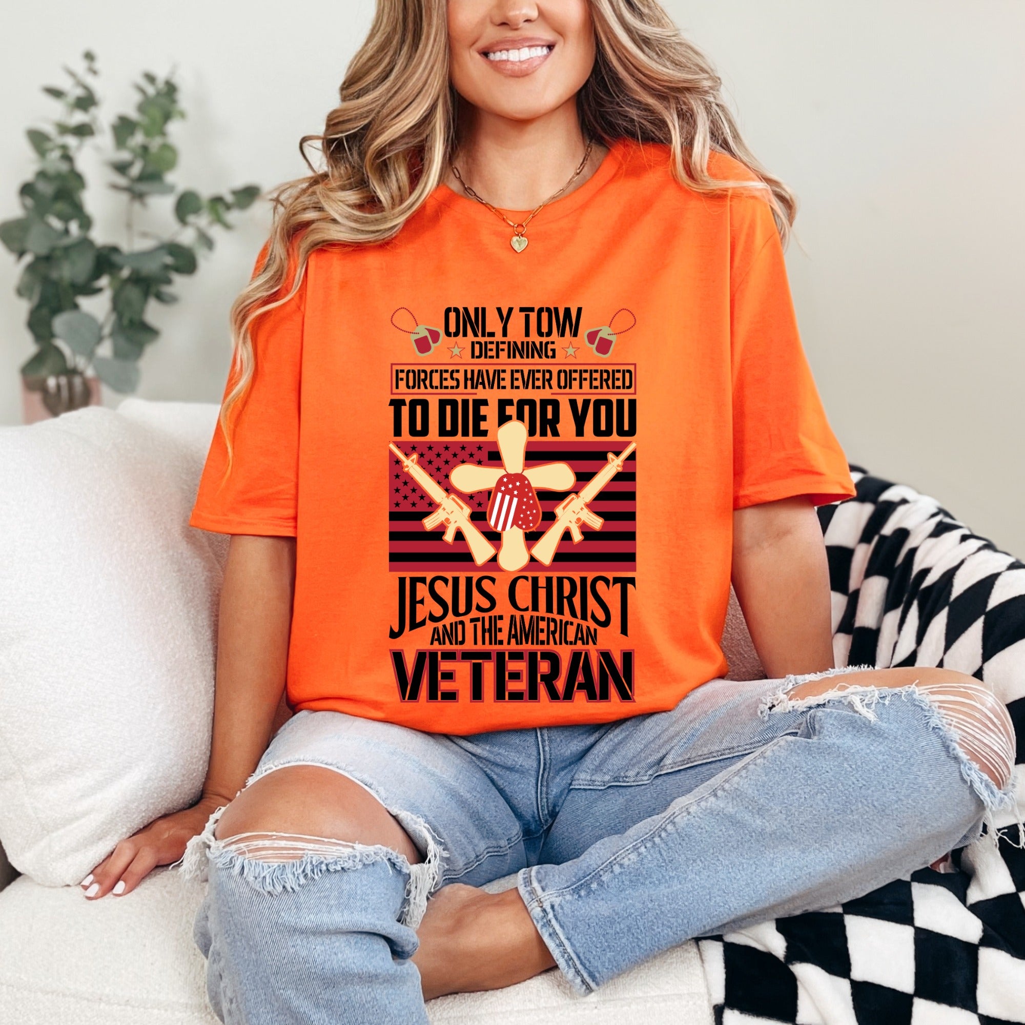 Christian American Veteran Tribute T-Shirt - Faith & Freedom Design
