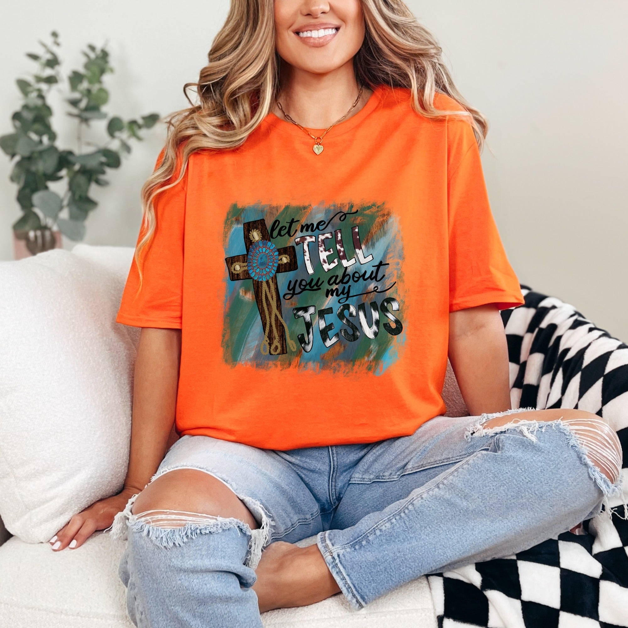 Tell You About My Jesus | Rustic Faith Cross Tee