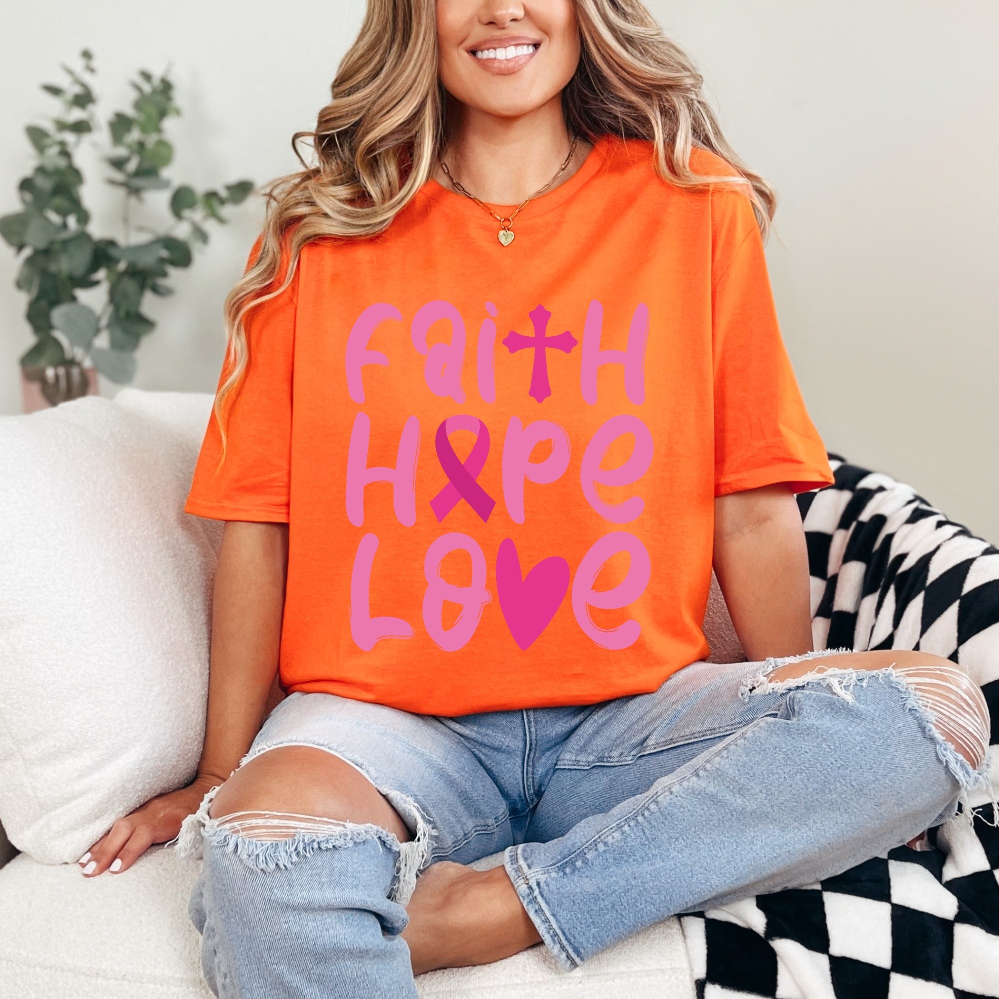 Faith Hope Love | Inspirational Breast Cancer Awareness Tee