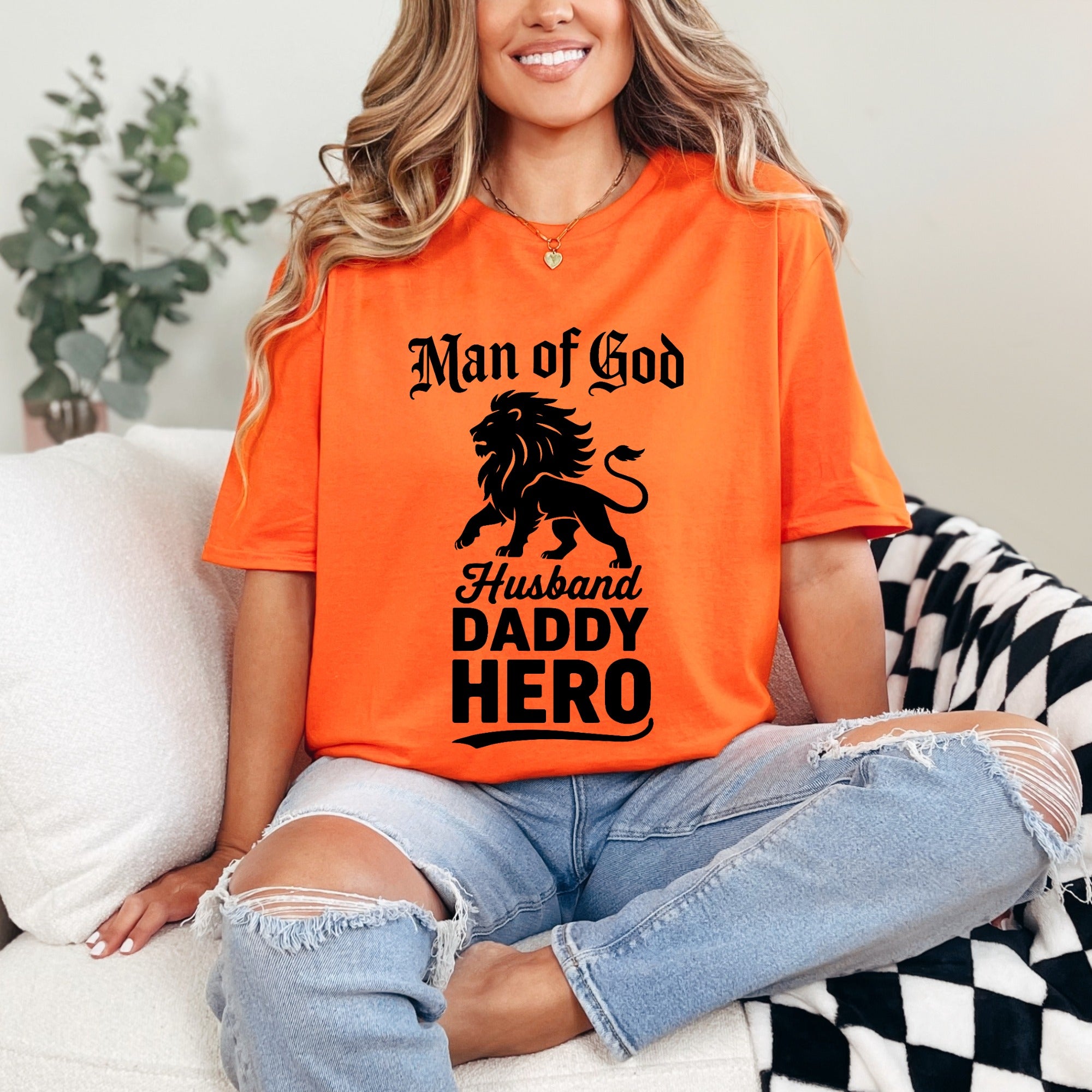 Man of God Husband Lion | Christian Fatherhood Tee