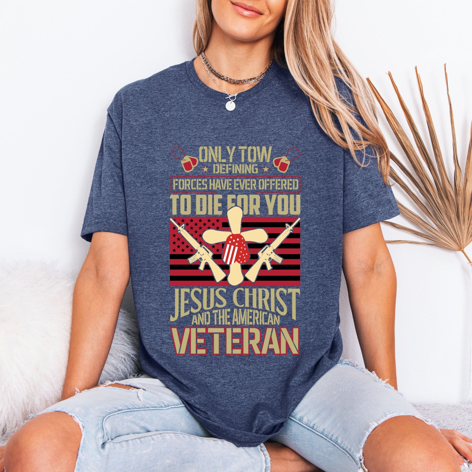 Christian American Veteran Tribute T-Shirt - Faith & Freedom Design