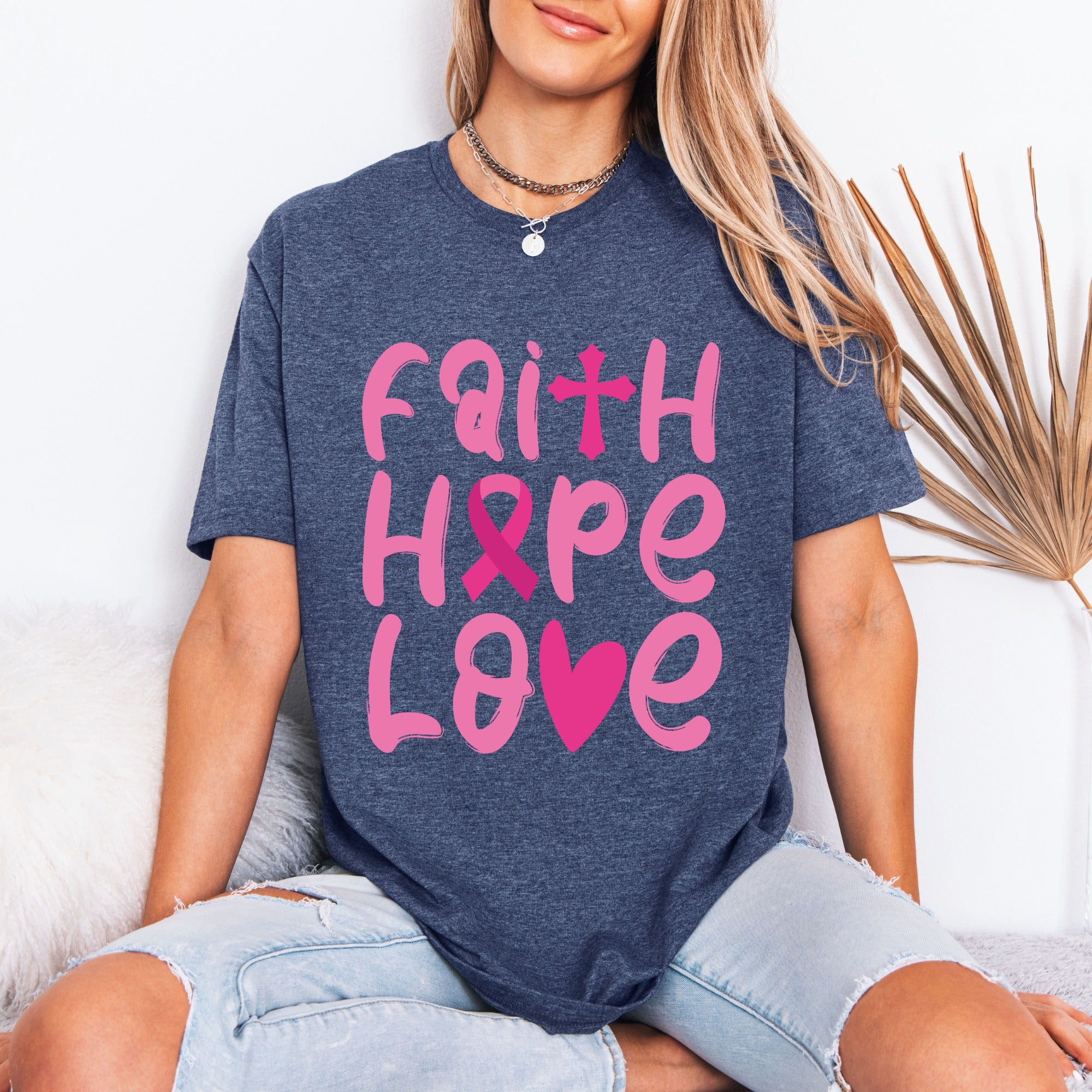 Faith Hope Love | Inspirational Breast Cancer Awareness Tee