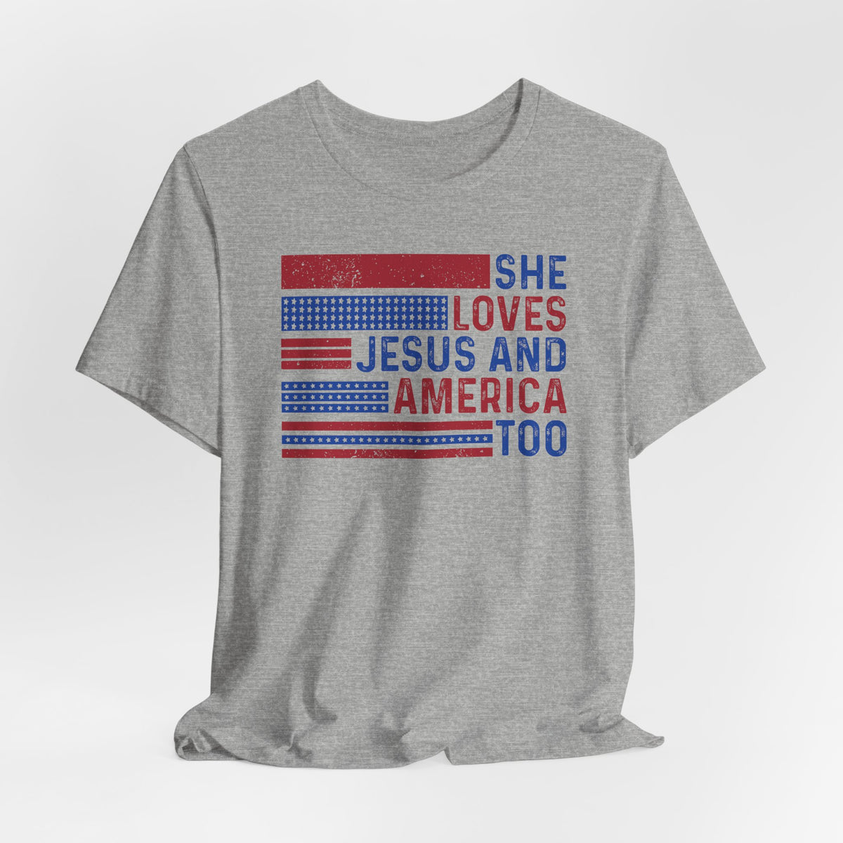 She Loves Jesus and America Too | Women of Faith Tee