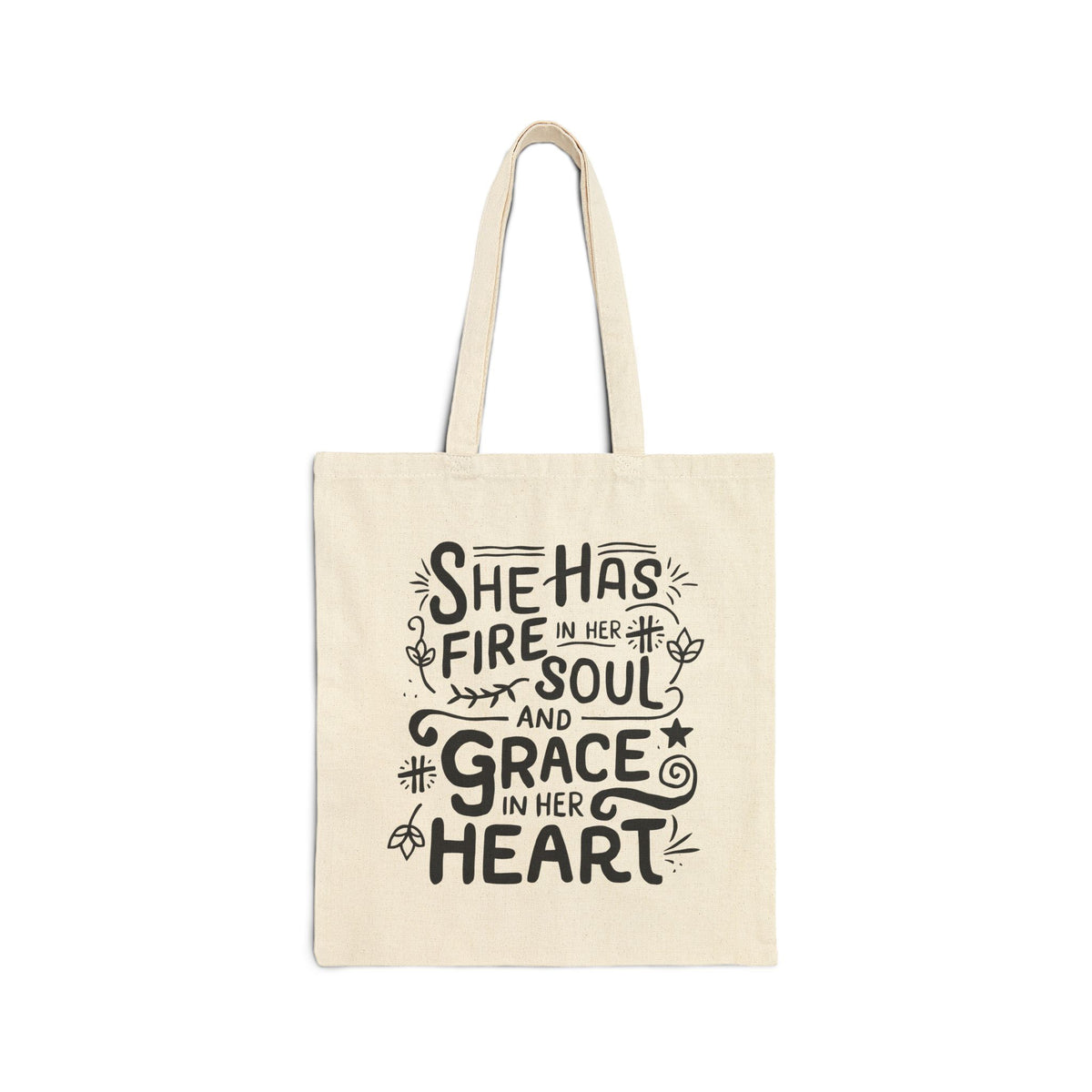 Fire in Her Soul, Grace in Her Heart | Christian Tote Bag