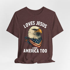Loves Jesus & America Too | Men of Faith Tee