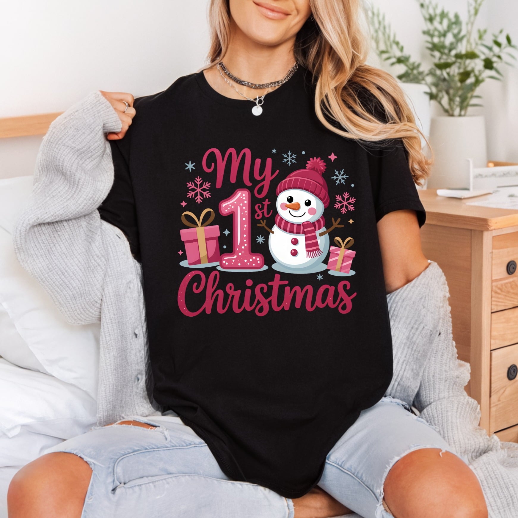1st Christmas Snowman Festive Christmas Funny Ready to Press DTF Transfer for Dtf