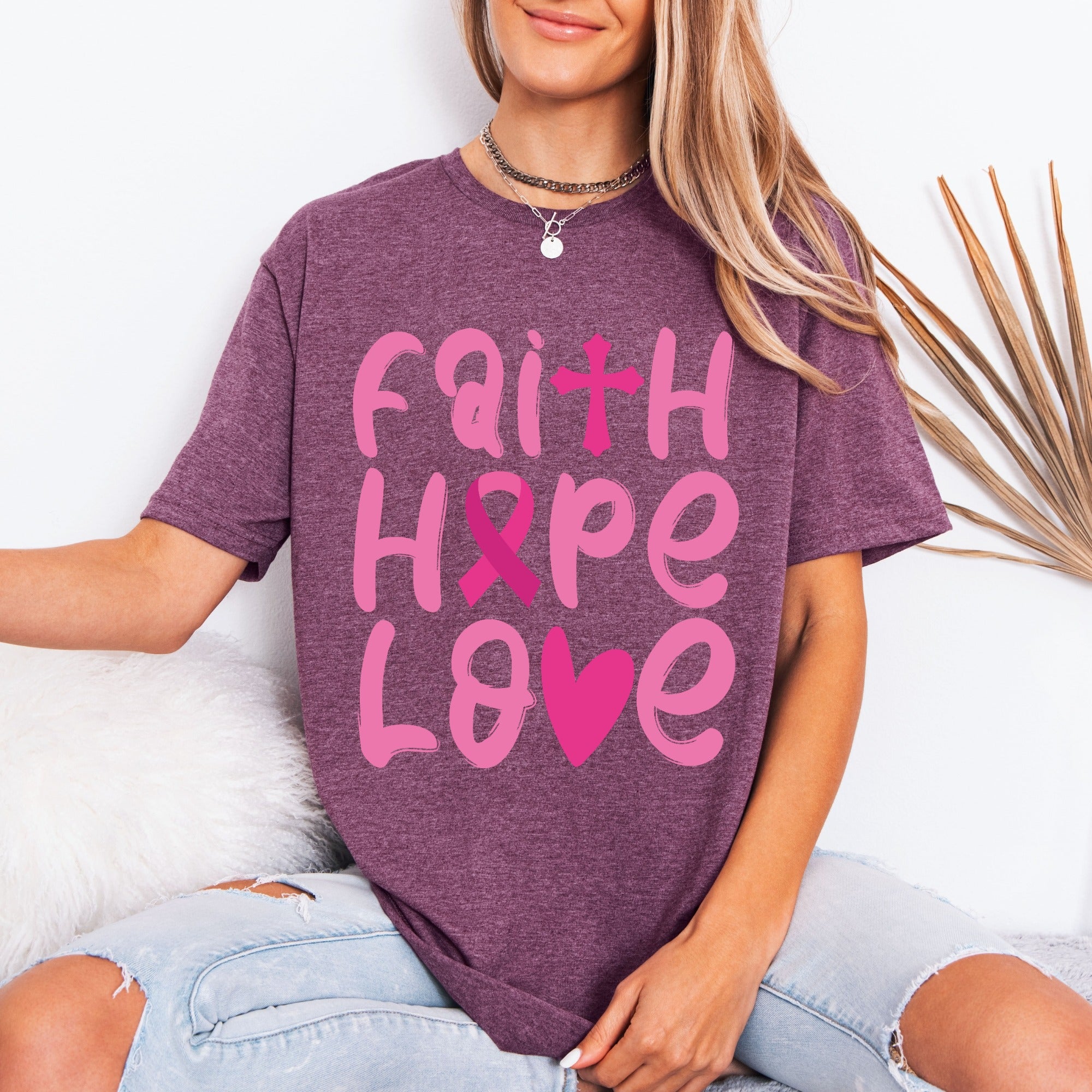 Faith Hope Love | Inspirational Breast Cancer Awareness Tee