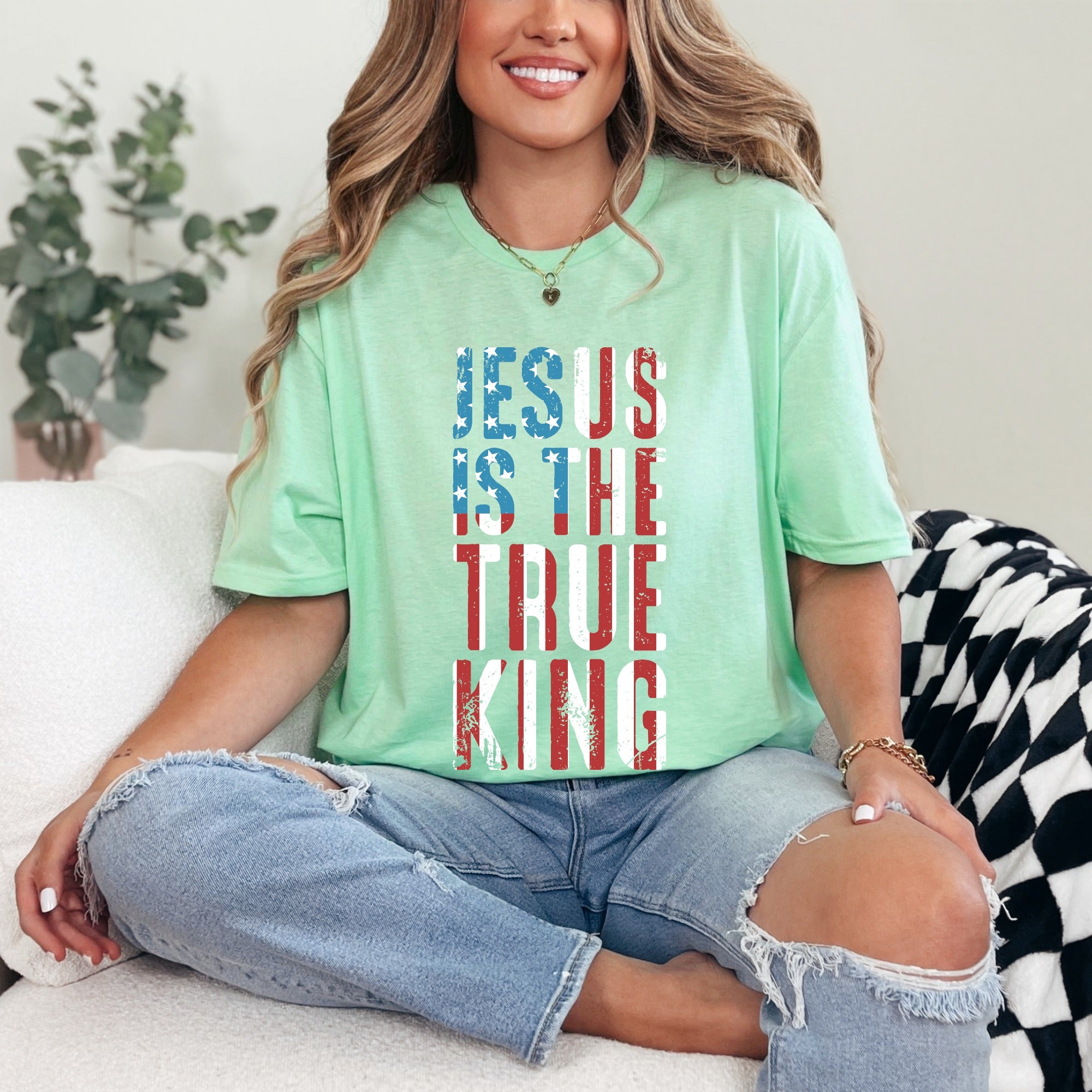 Jesus Is The True King | Patriotic Faith Tee