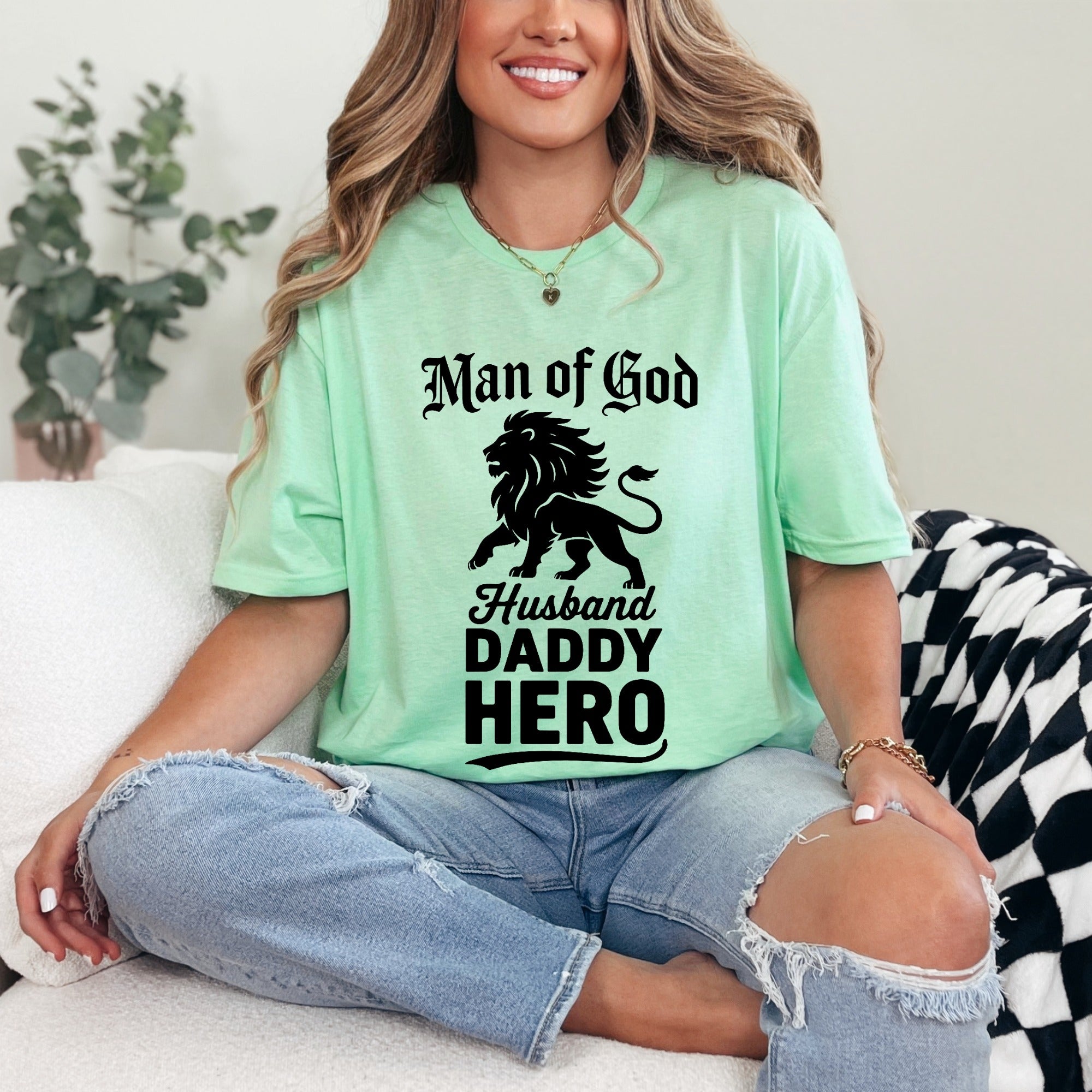 Man of God Husband Lion | Christian Fatherhood Tee