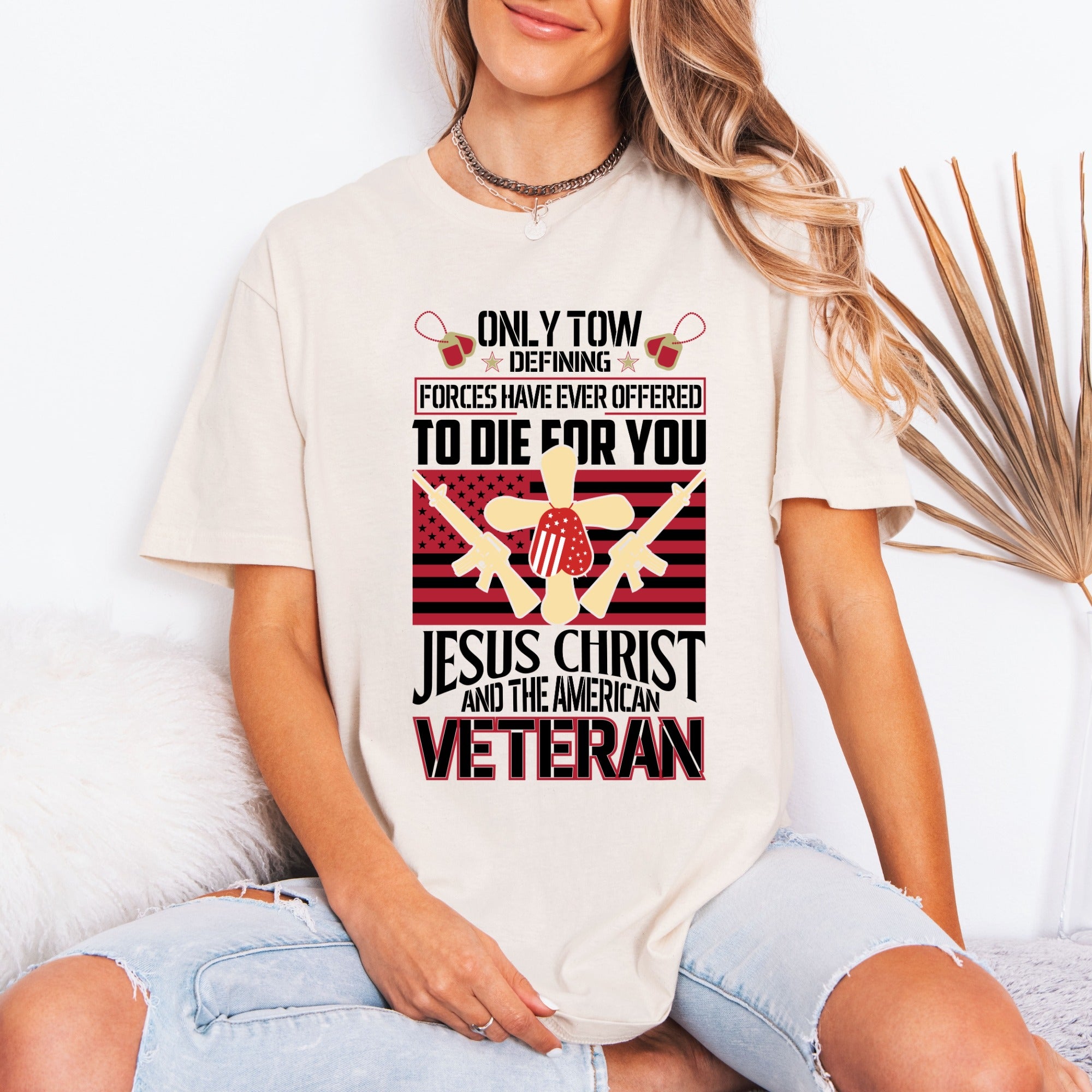 Christian American Veteran Tribute T-Shirt - Faith & Freedom Design