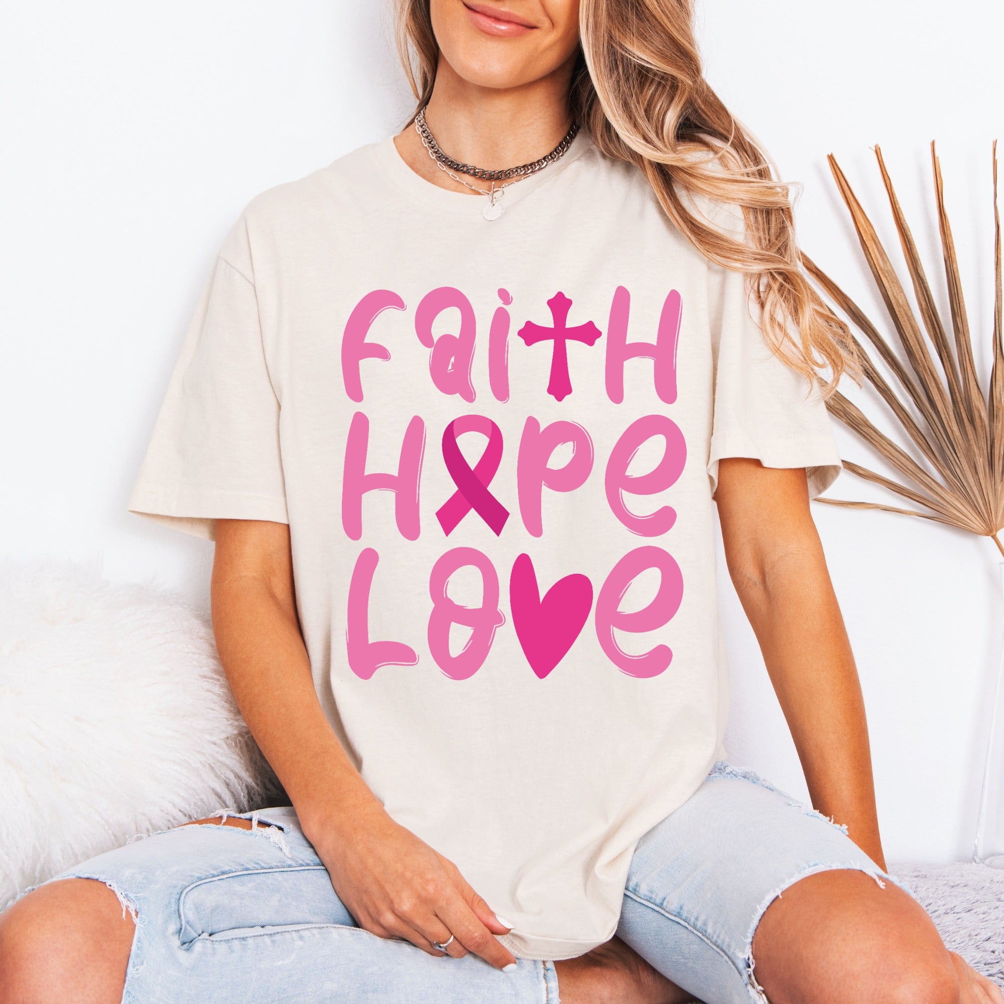 Faith Hope Love | Inspirational Breast Cancer Awareness Tee