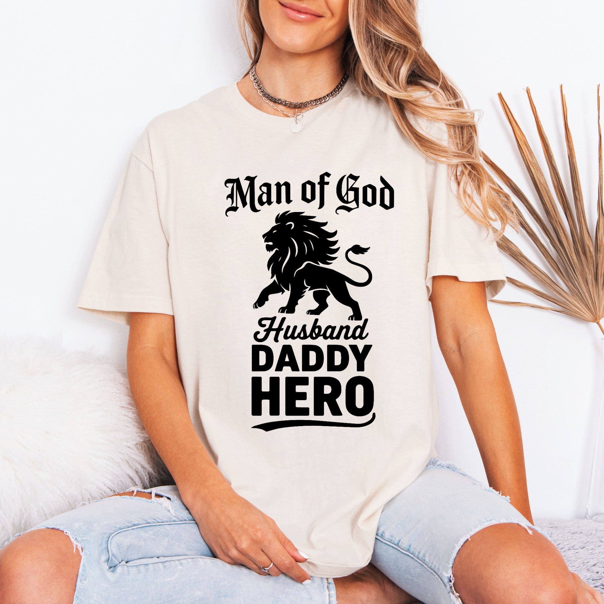 Man of God Husband Lion | Christian Fatherhood Tee