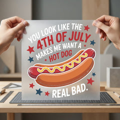 4th July Hot Dog 4th Of July Patriotic Ready to Press DTF Transfer for Dtf