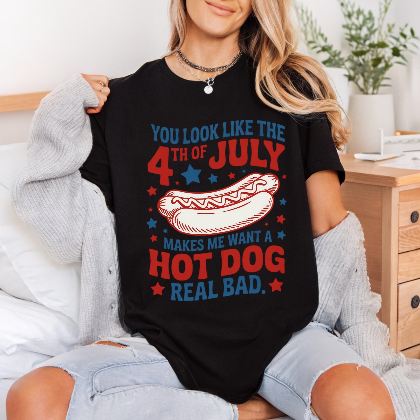 4th July Hot Dog 4th Of July Patriotic Ready to Press DTF Transfer for Dtf