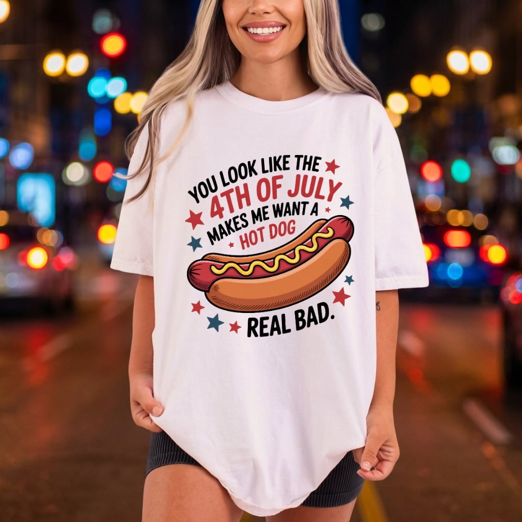 4th July Hot Dog 4th Of July Patriotic Ready to Press DTF Transfer for Dtf