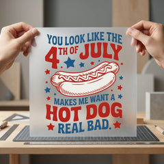 4th July Hot Dog 4th Of July Patriotic Ready to Press DTF Transfer for Dtf