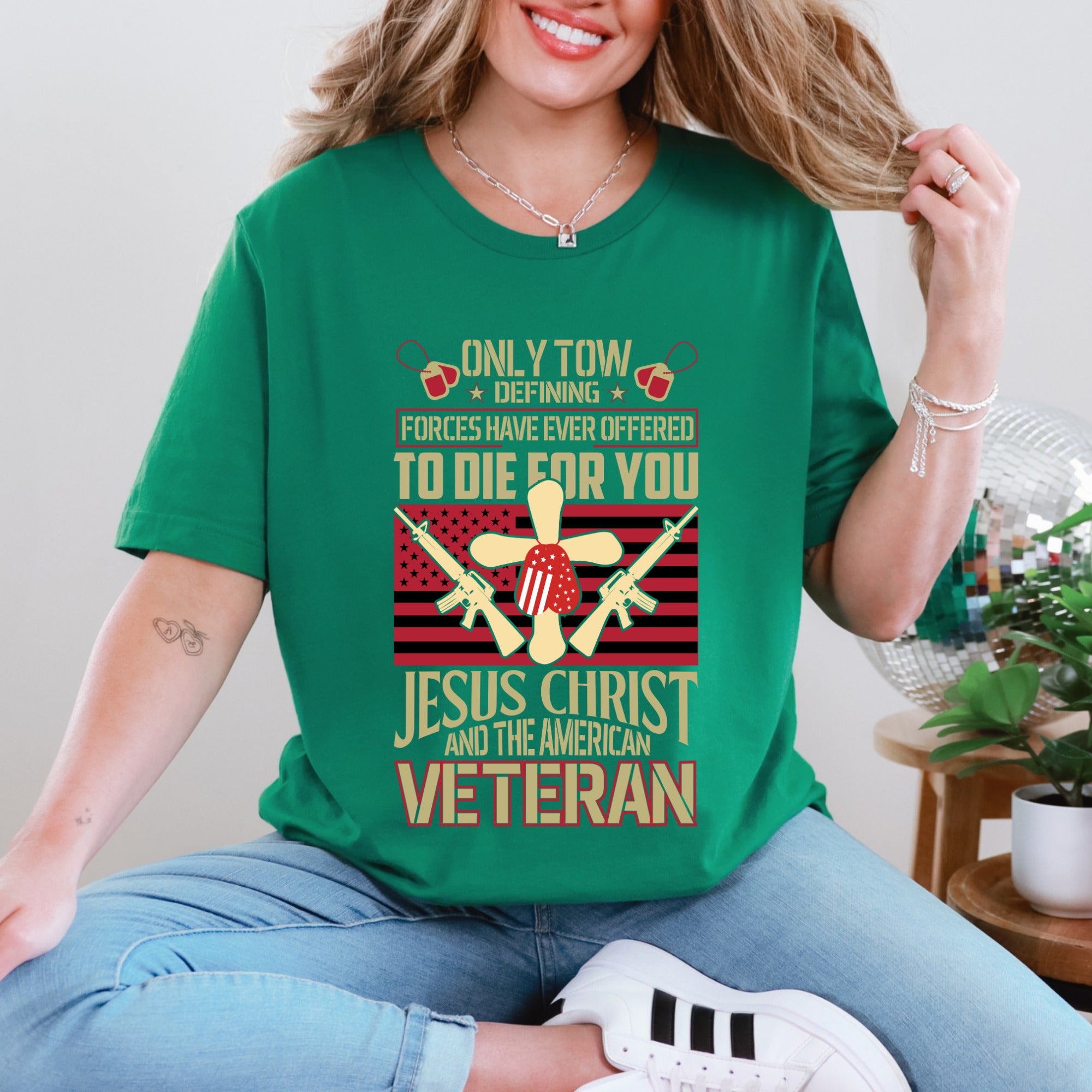 Christian American Veteran Tribute T-Shirt - Faith & Freedom Design