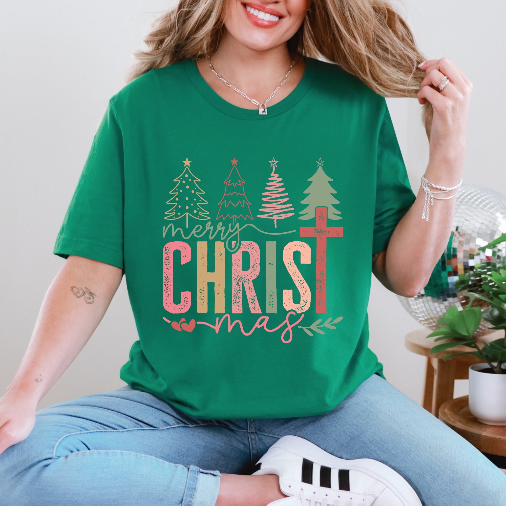 Merry Christ mas Cross | Christian Christmas Tee