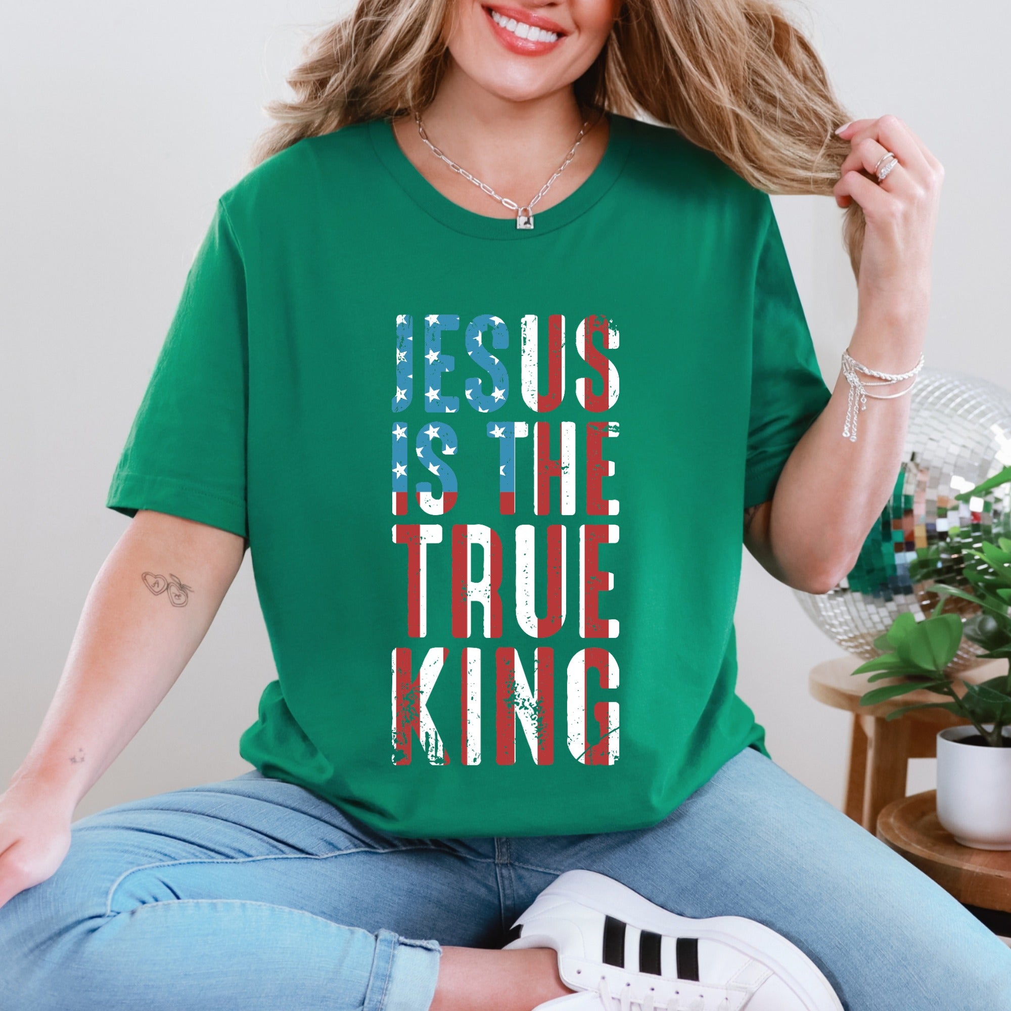 Jesus Is The True King | Patriotic Faith Tee