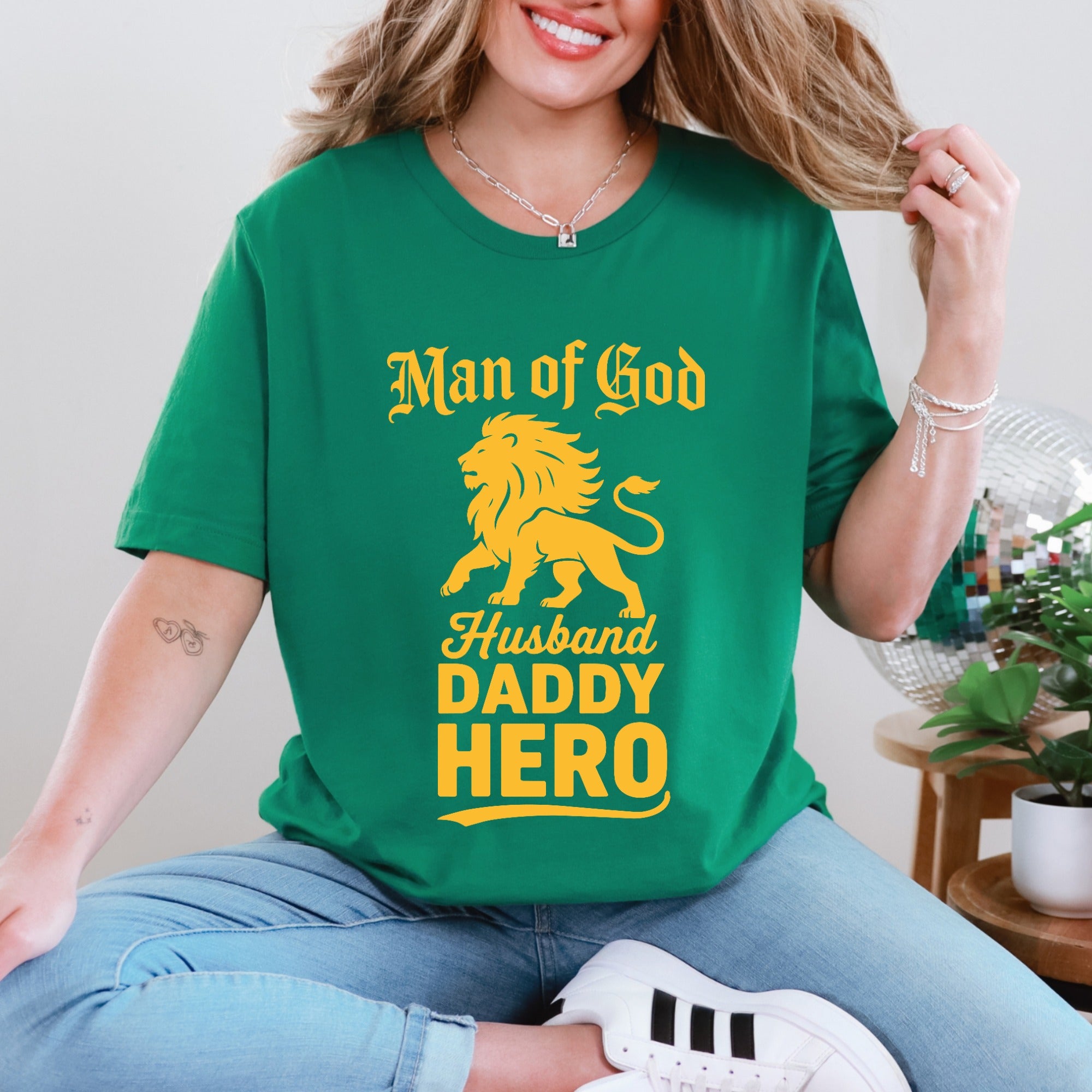 Man of God Husband Lion | Christian Fatherhood Tee