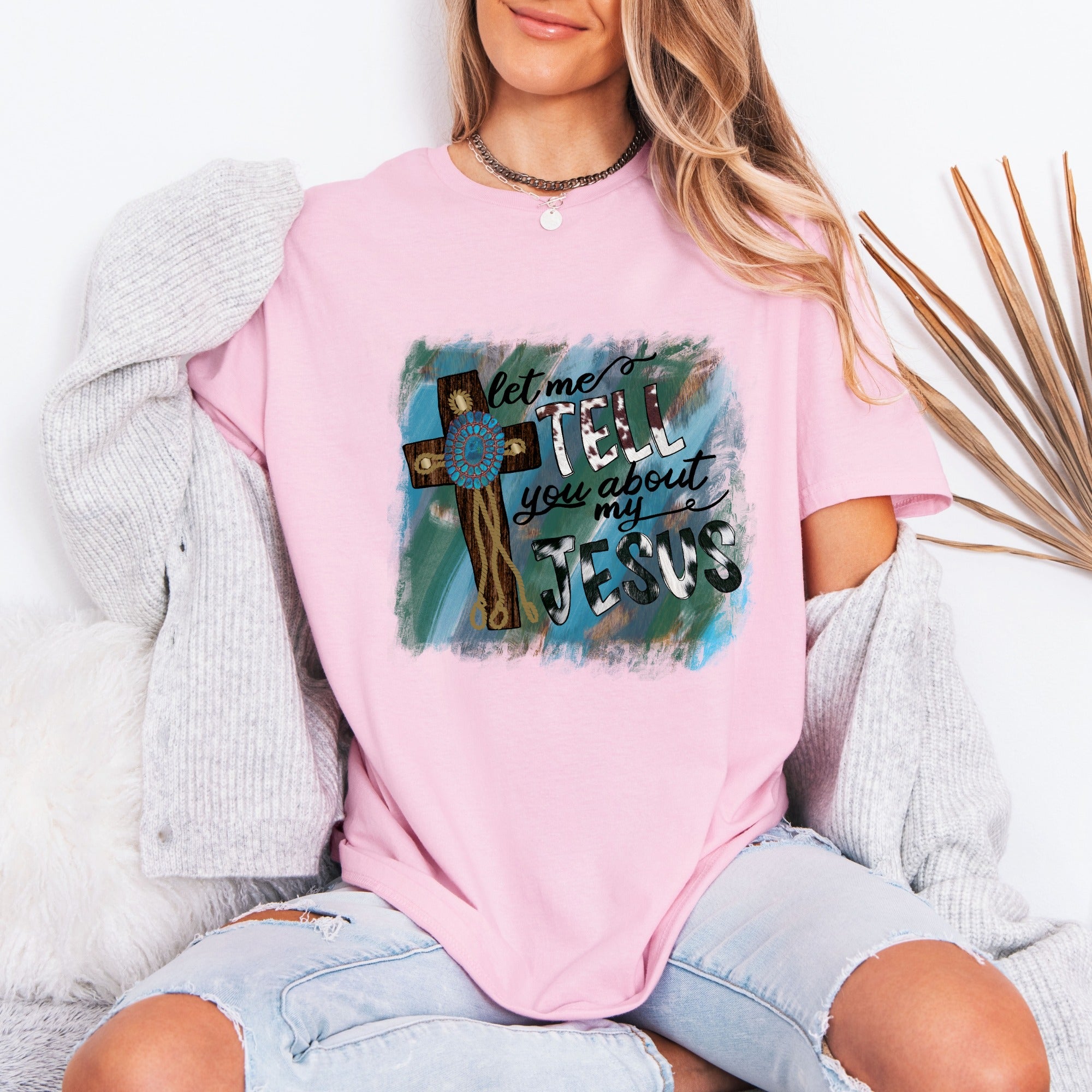 Tell You About My Jesus | Rustic Faith Cross Tee