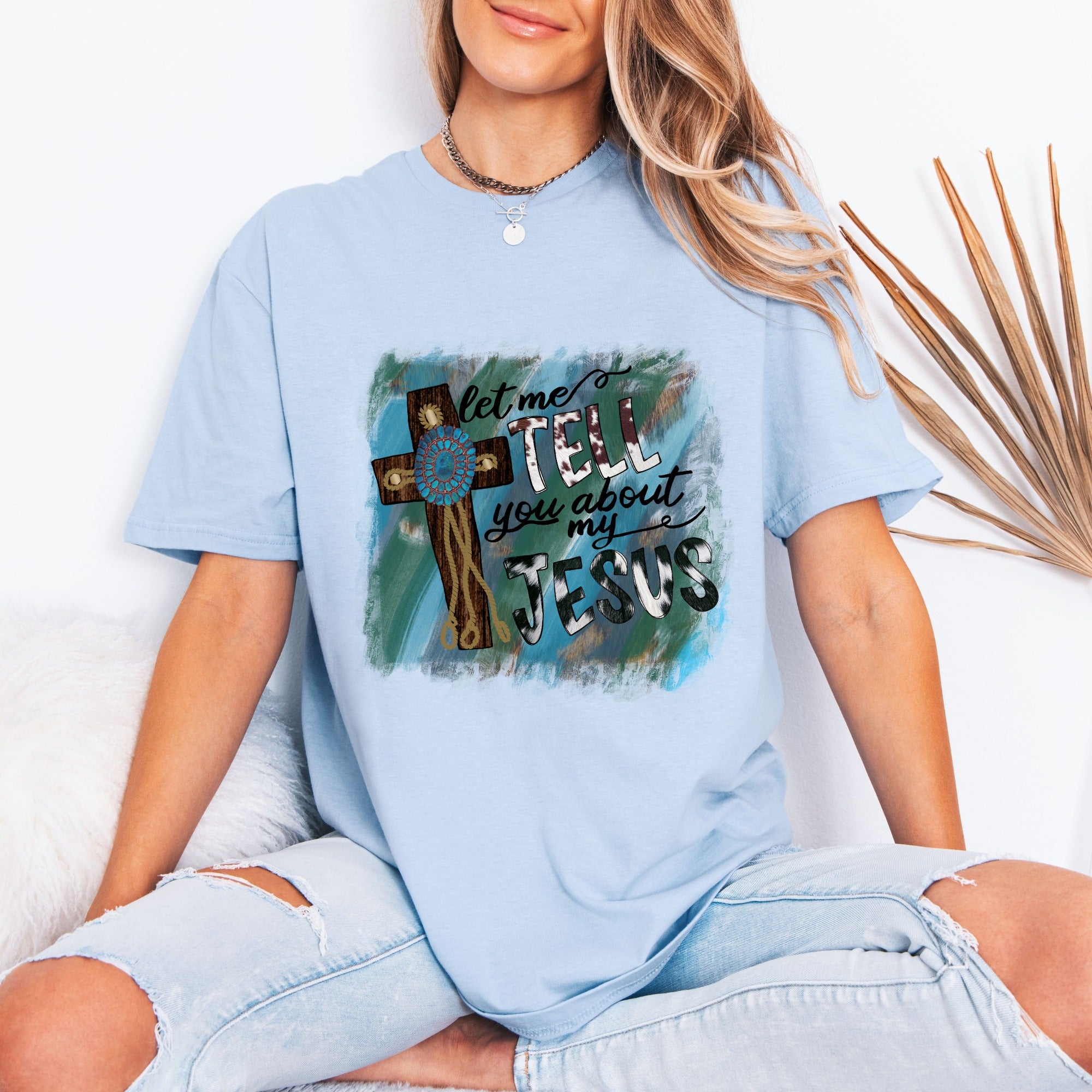 Tell You About My Jesus | Rustic Faith Cross Tee