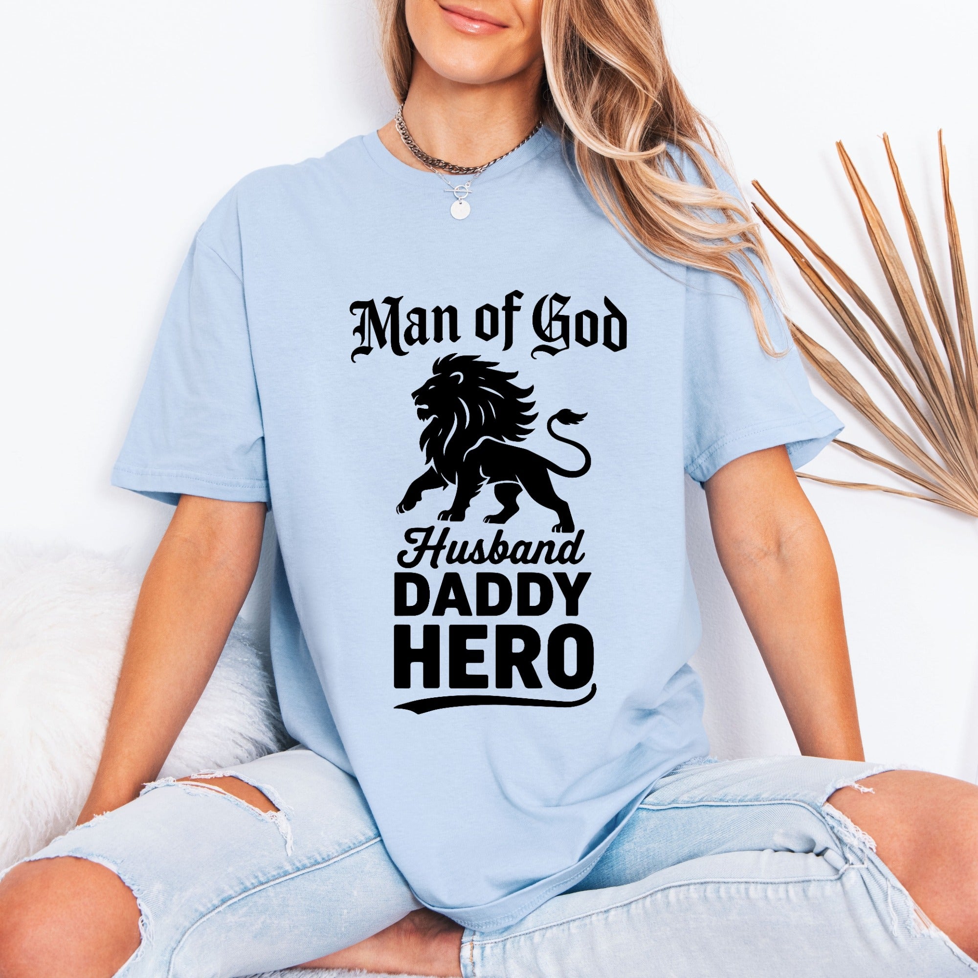Man of God Husband Lion | Christian Fatherhood Tee