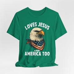 Loves Jesus & America Too | Men of Faith Tee