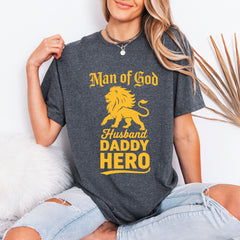 Man of God Husband Lion | Christian Fatherhood Tee