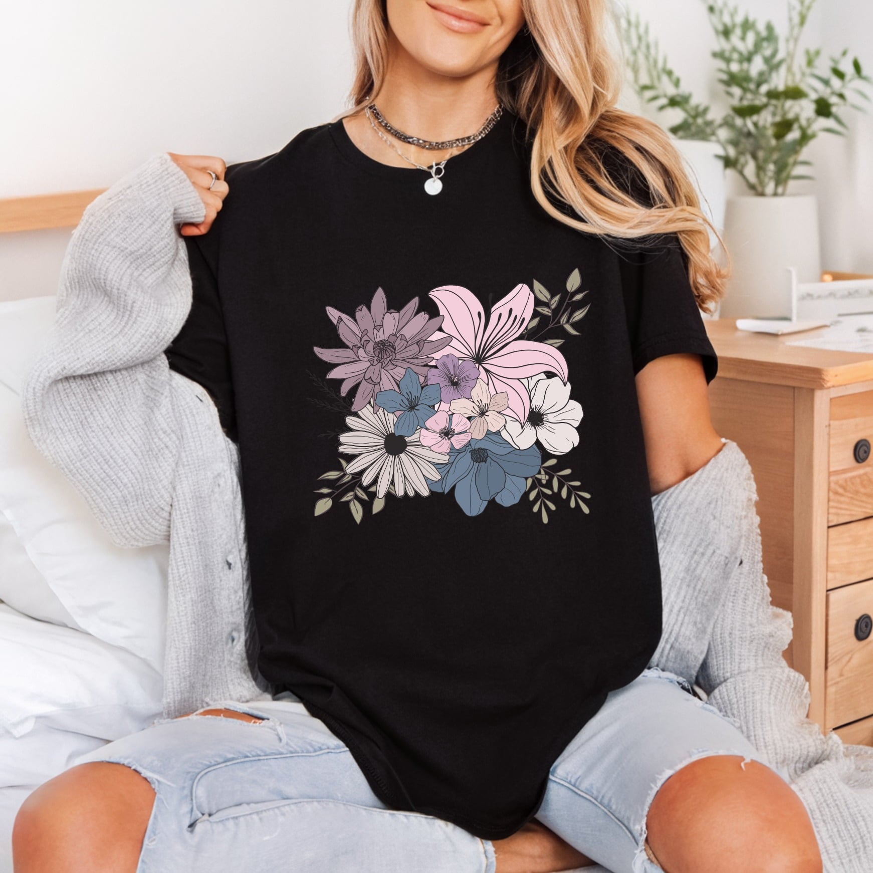 Abstract Floral Bouquet Boho Boho Aesthetic Ready to Press DTF Transfer for Dtf