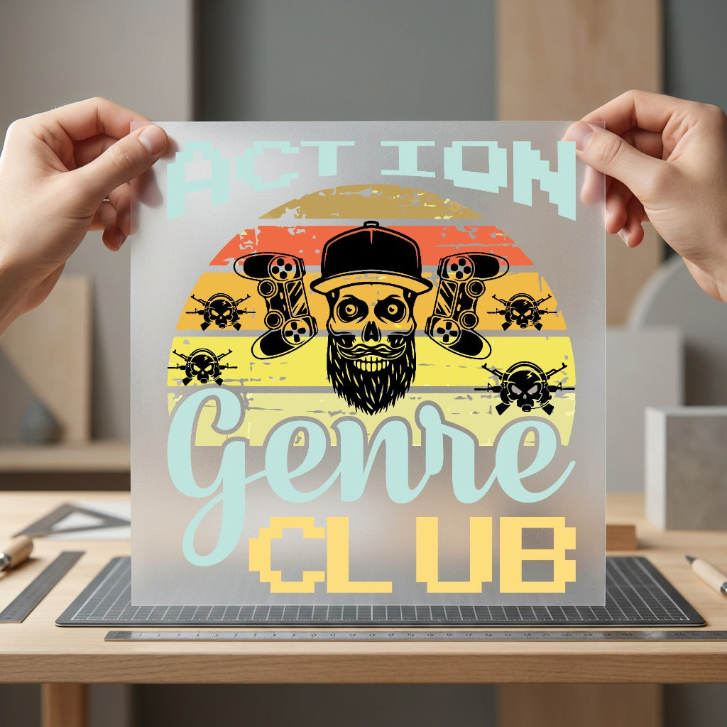 Action Genre Club Gamer Funny Sarcastic Ready to Press DTF Transfer for Dtf