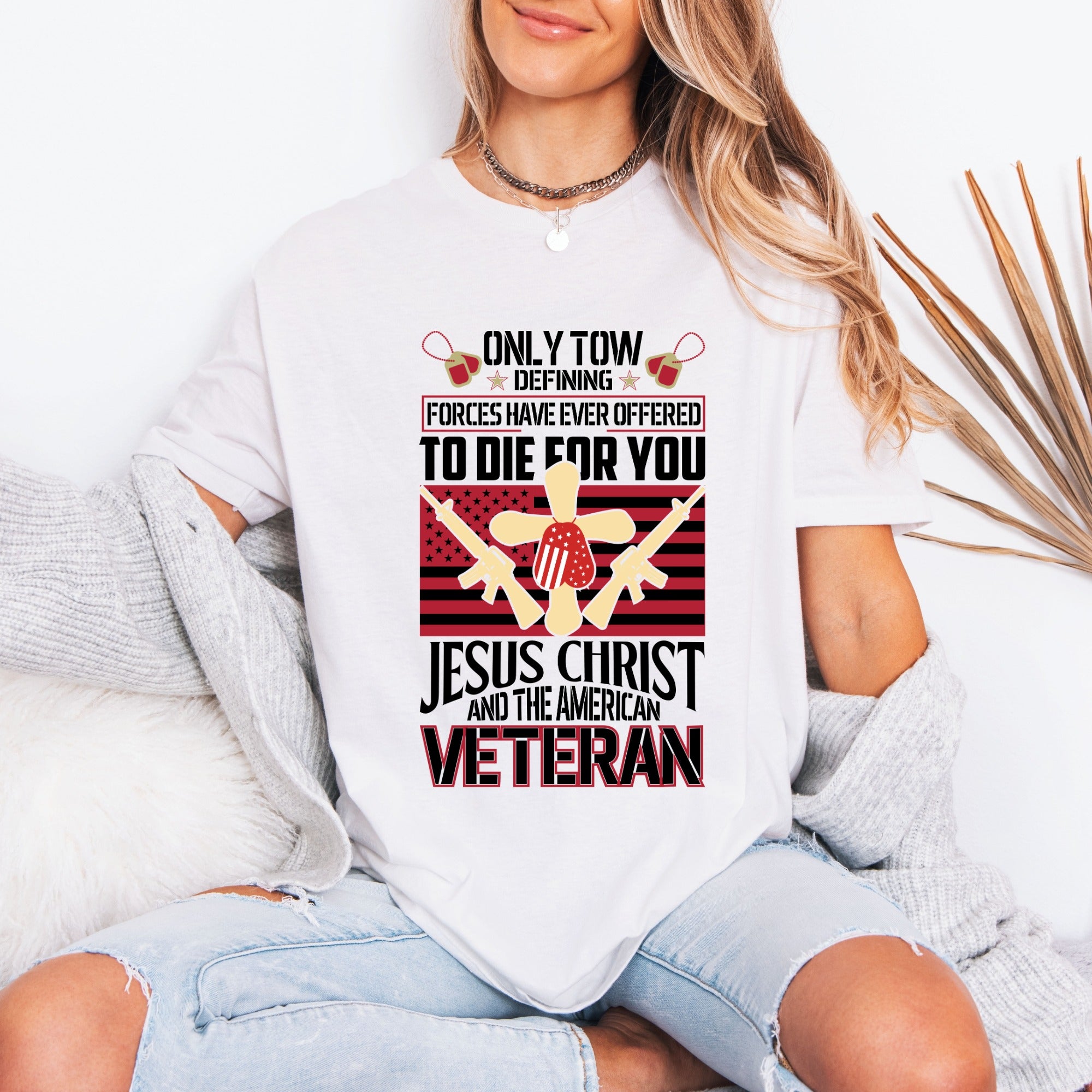 Christian American Veteran Tribute T-Shirt - Faith & Freedom Design