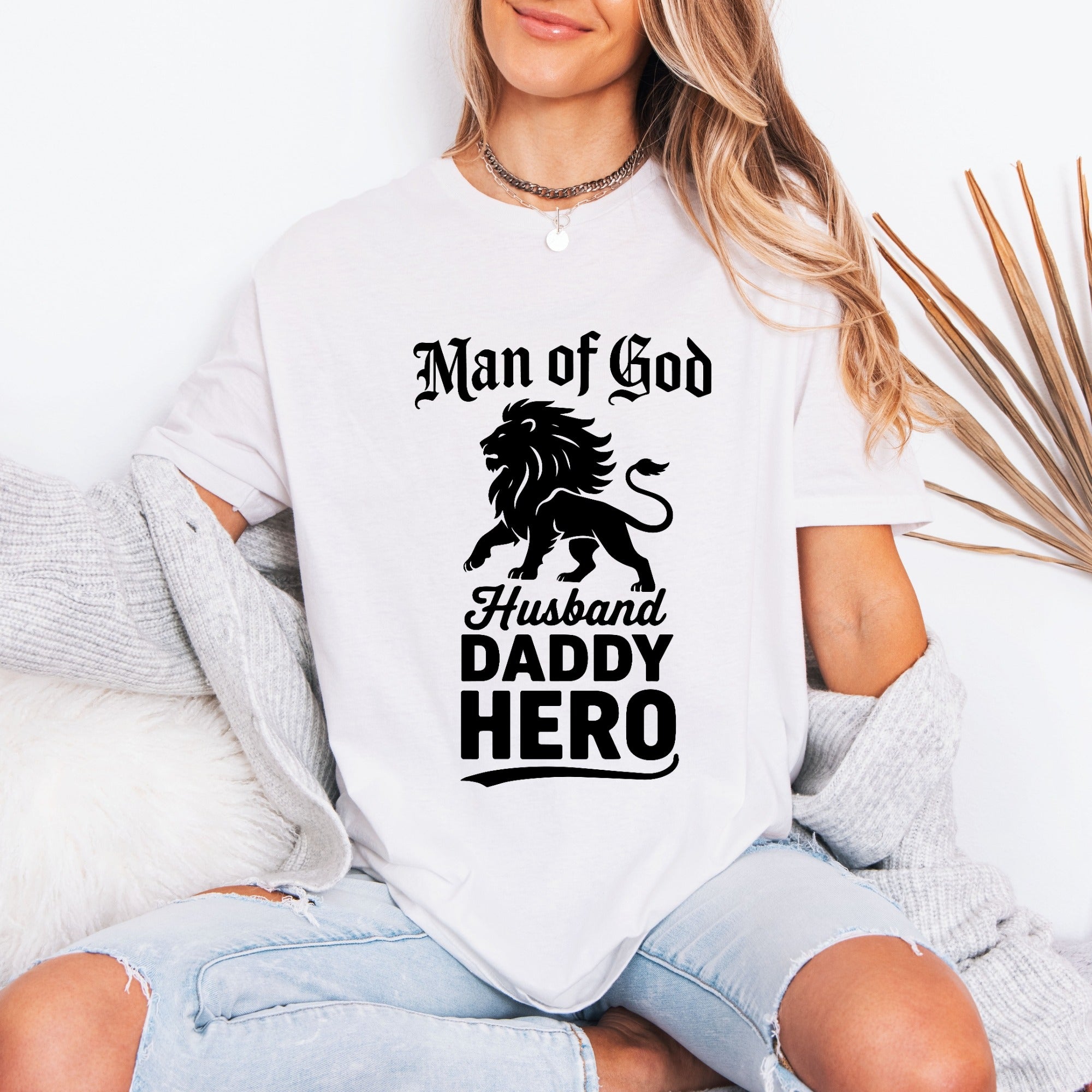 Man of God Husband Lion | Christian Fatherhood Tee