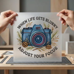 Adjust Focus Camera Retro Vintage Retro Ready to Press DTF Transfer for Dtf