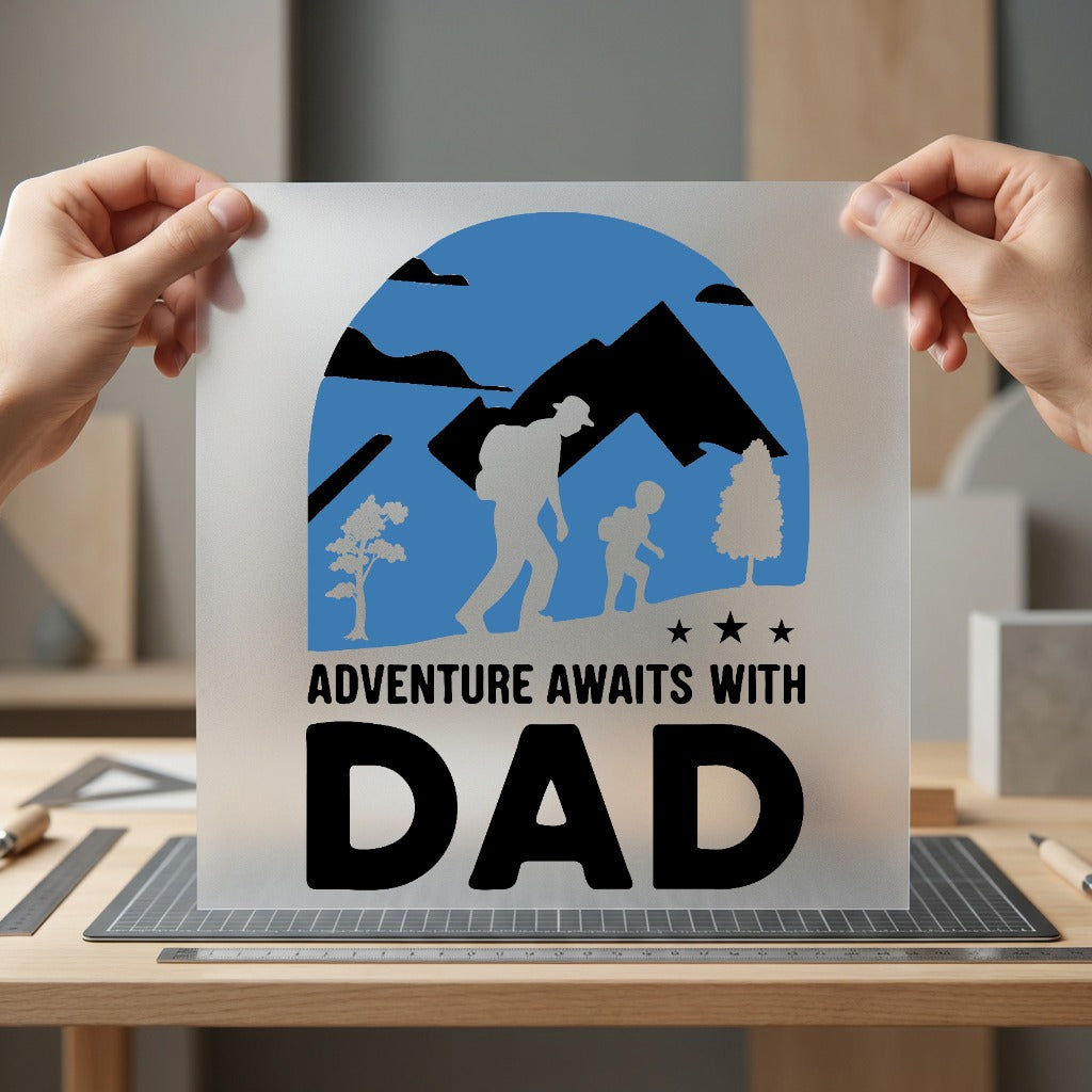 Adventure Awaits Dad Outdoor Dad Ready to Press DTF Transfer for Dtf