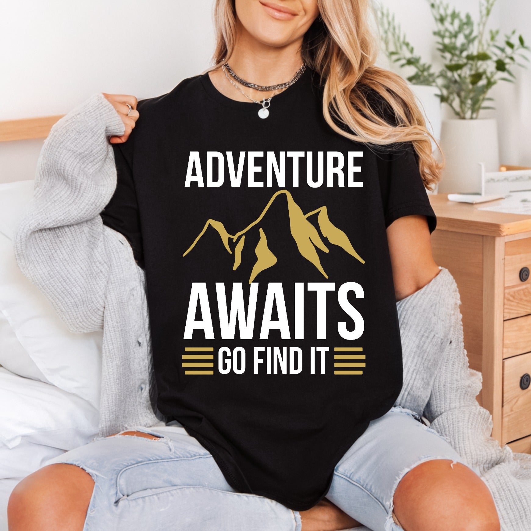 Adventure Awaits Mountains Retro Camping Ready to Press DTF Transfer for Dtf