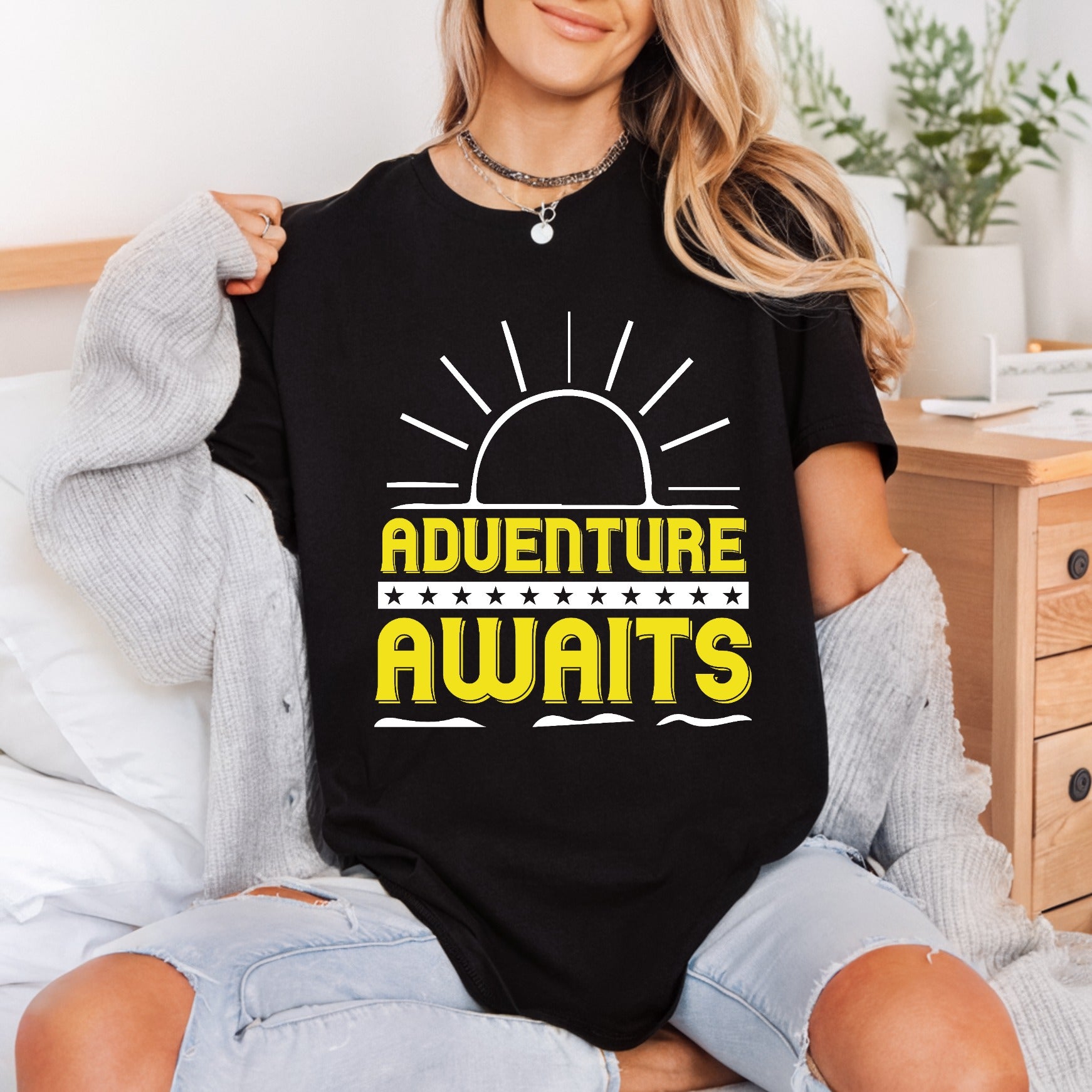 Adventure Awaits Sunrise Motivational Mountain Life Collection Good Vibes Collection Ready to Press DTF Transfer for Dtf
