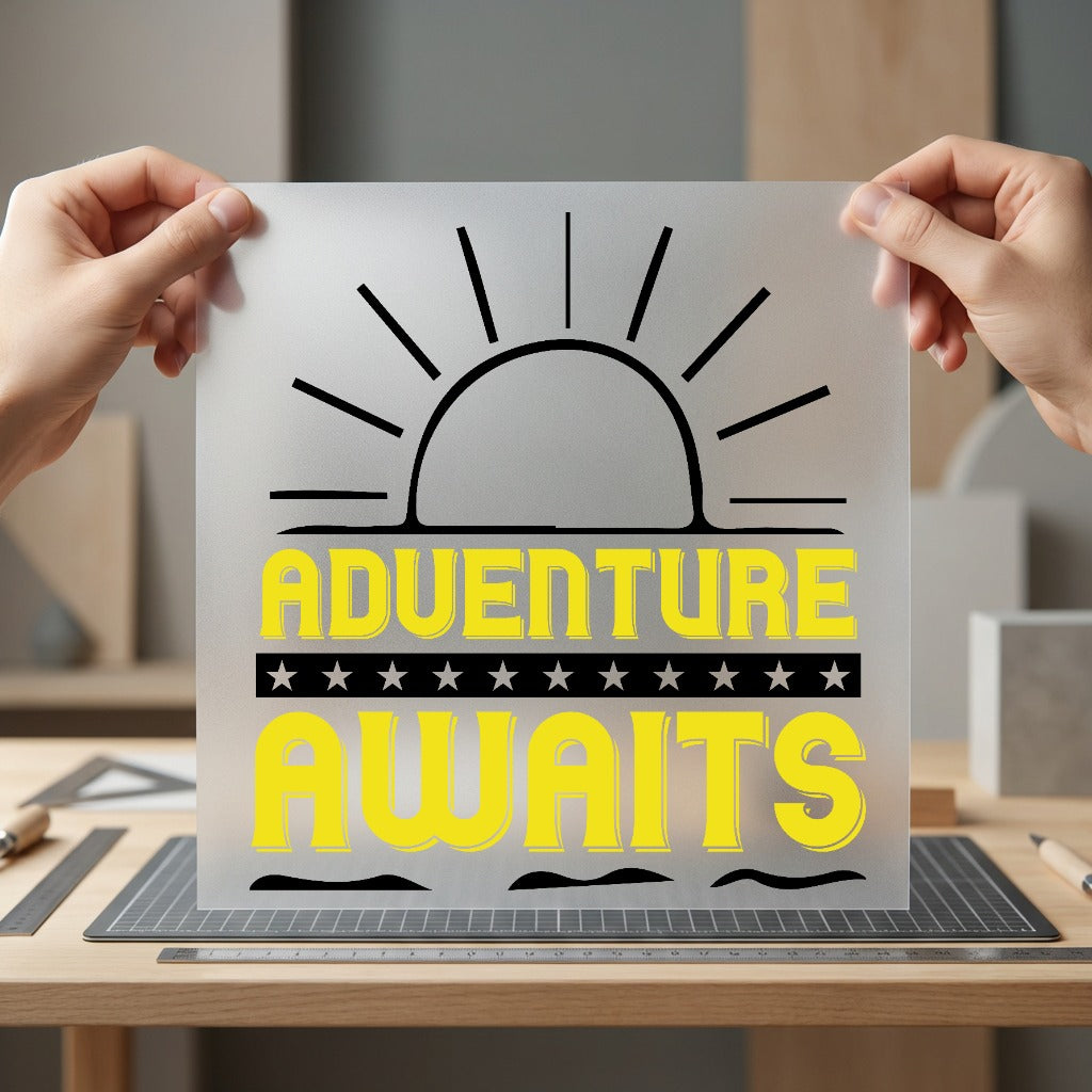 Adventure Awaits Sunrise Motivational Mountain Life Collection Good Vibes Collection Ready to Press DTF Transfer for Dtf