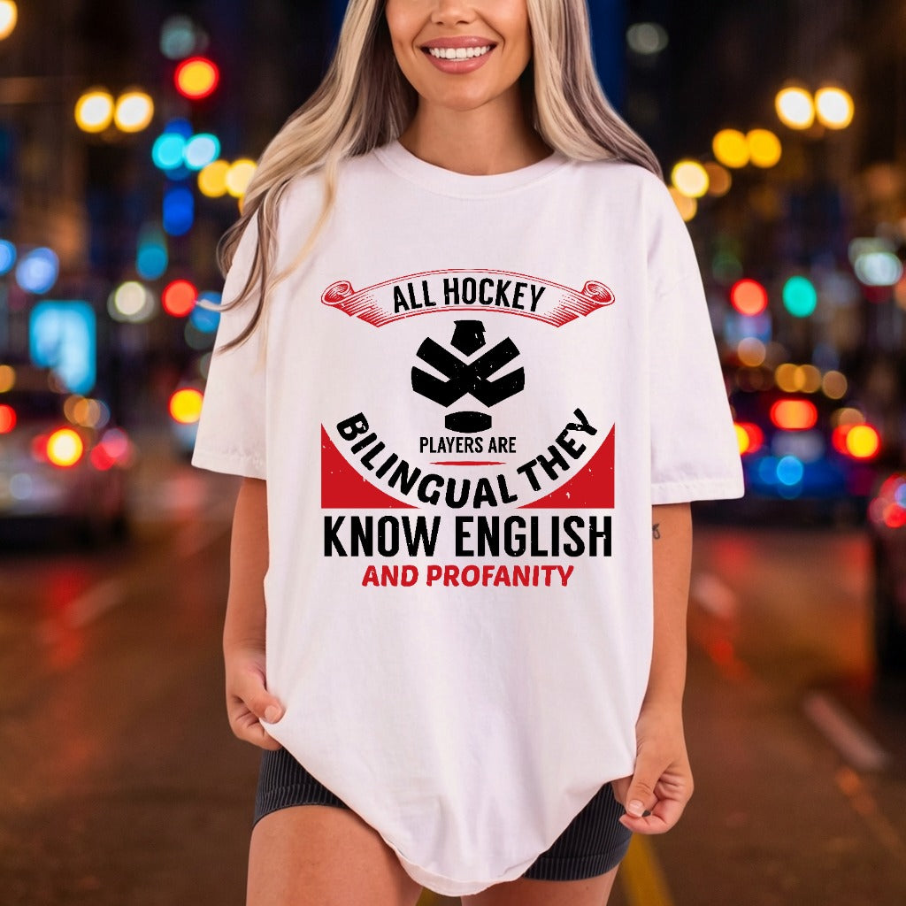 All Hockey Players Bilingual Funny Vintage Ready to Press DTF Transfer for Dtf
