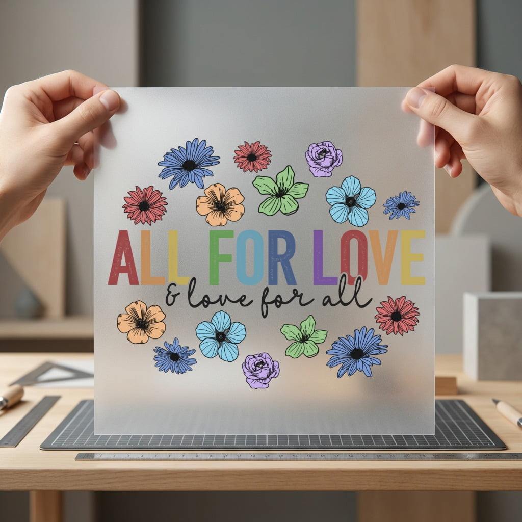 All Love Floral Rainbow Vintage Retro Ready to Press DTF Transfer for Dtf