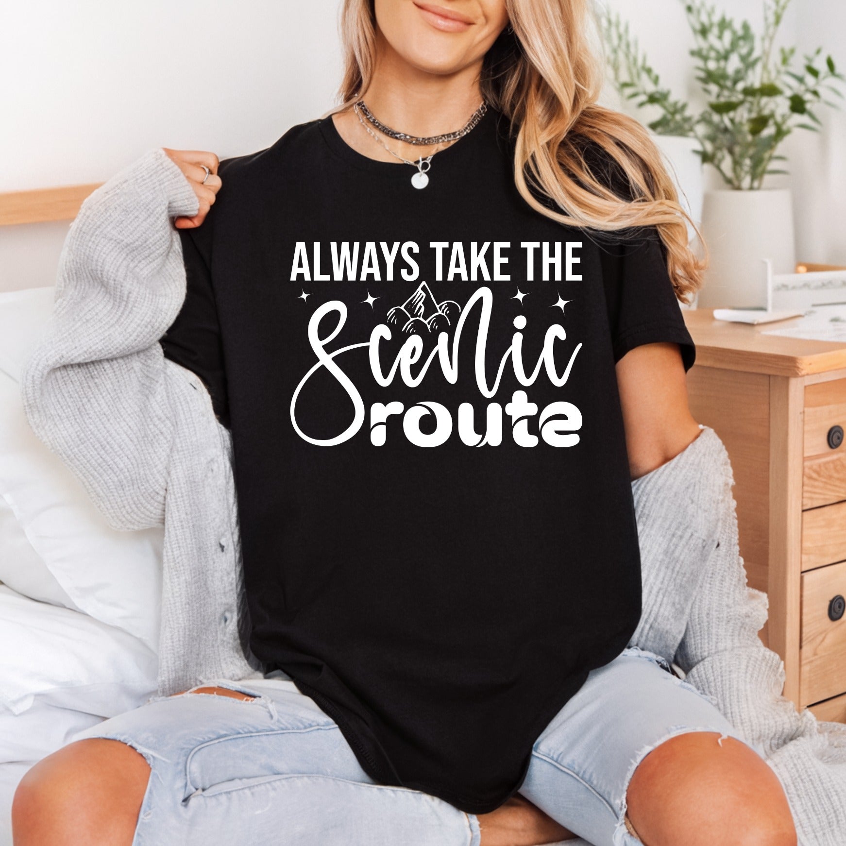 Always Take Scenic Route Aesthetic Ready to Press DTF Transfer for Dtf