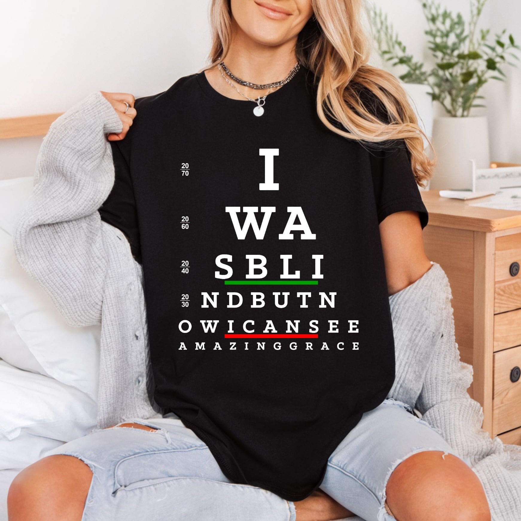 Amazing Grace Eye Chart Christian Faith Ready to Press DTF Transfer for Dtf